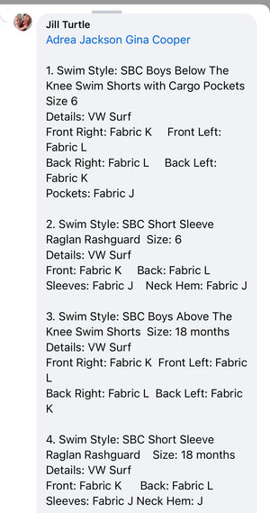 SBC Swim Custom Preorder 01/24/24 - MTO Spot 6 - Jill Turtle