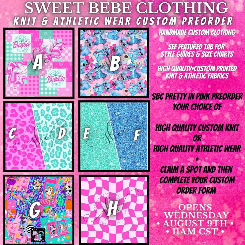 SBC Pretty in Pink Custom Preorder 08/08/23- MTO Spot 6 - Jenny Dugle