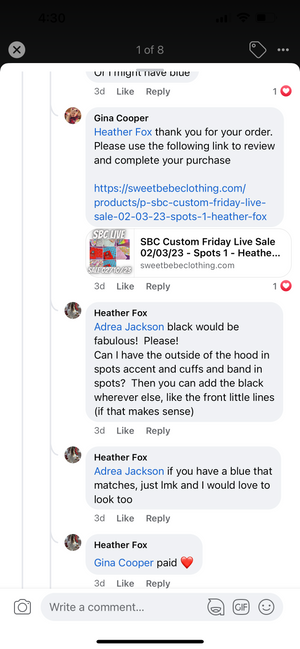 SBC Custom Friday Live Sale 02/03/23 - Spots 1 - Heather Fox